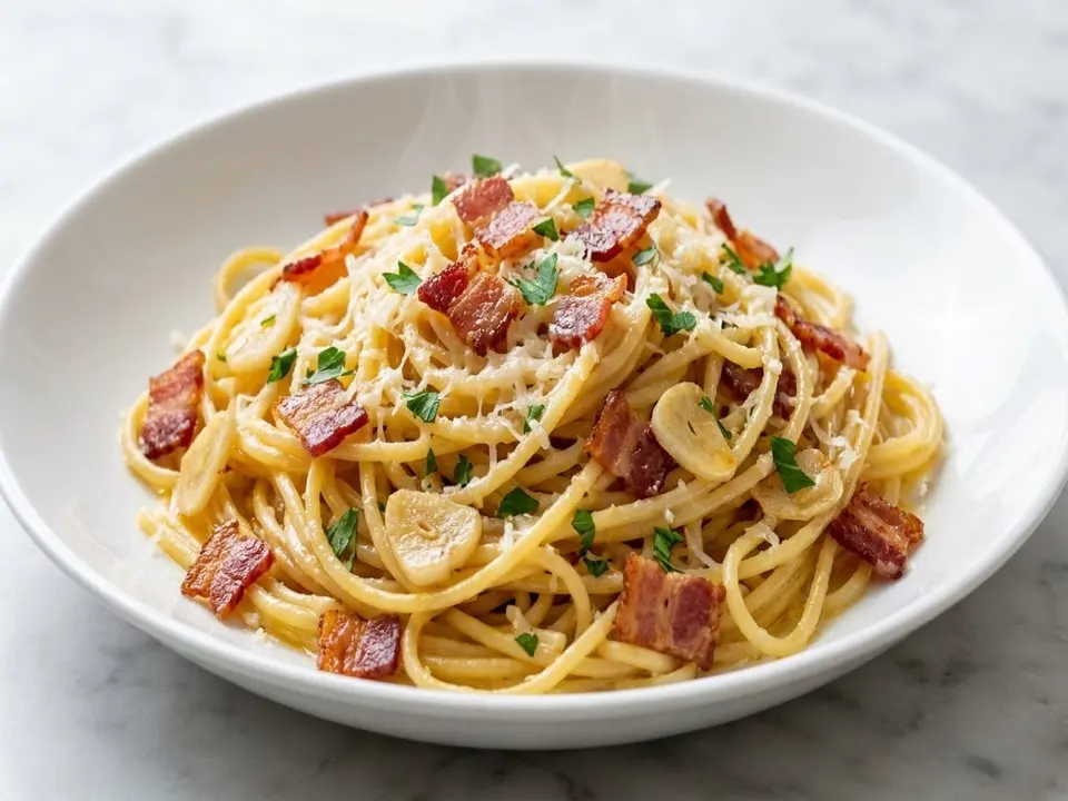 Bacon Parmesan Garlic Pasta