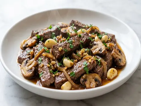 Beef Mushroom Garlic Skillet
