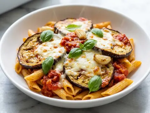 Eggplant Tomato Pasta Bake