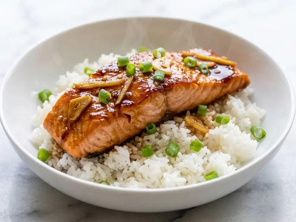 Ginger Salmon Rice Bowl