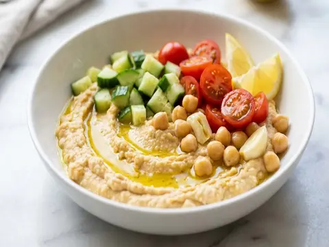 Hummus Cucumber Tomato Bowl