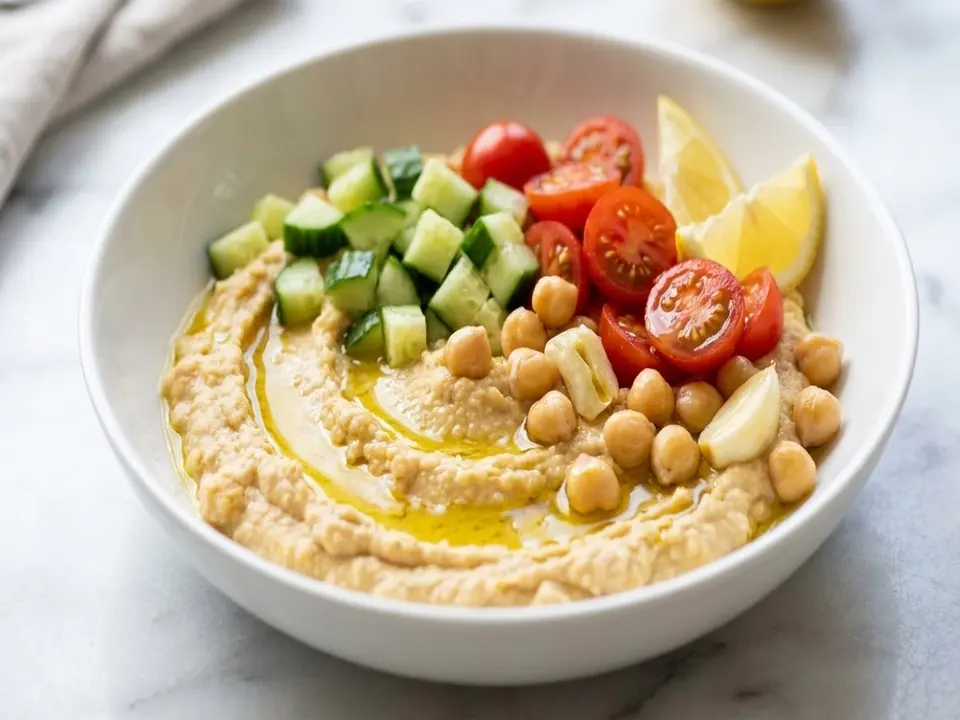 Hummus Cucumber Tomato Bowl