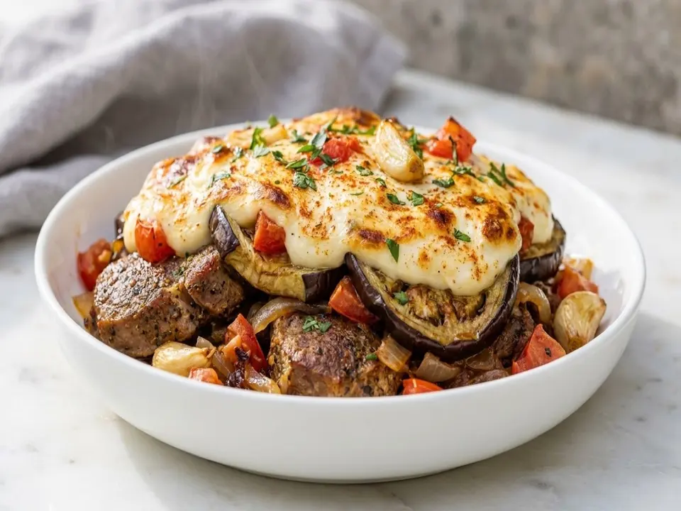 Lamb Eggplant Yogurt Bake