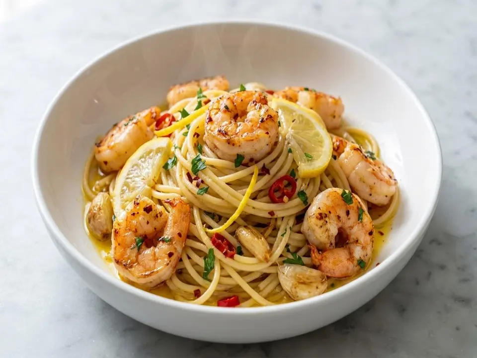 Lemon Shrimp Chili Pasta