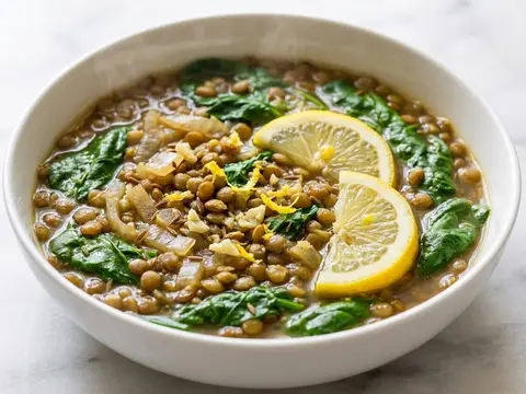 Lentil Spinach Lemon Soup