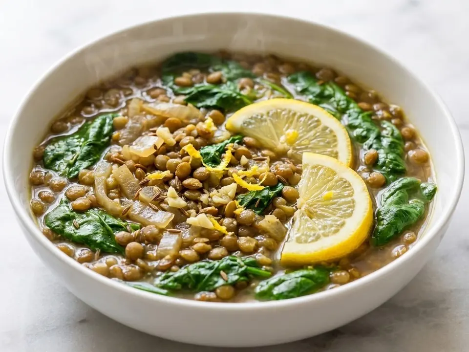 Lentil Spinach Lemon Soup