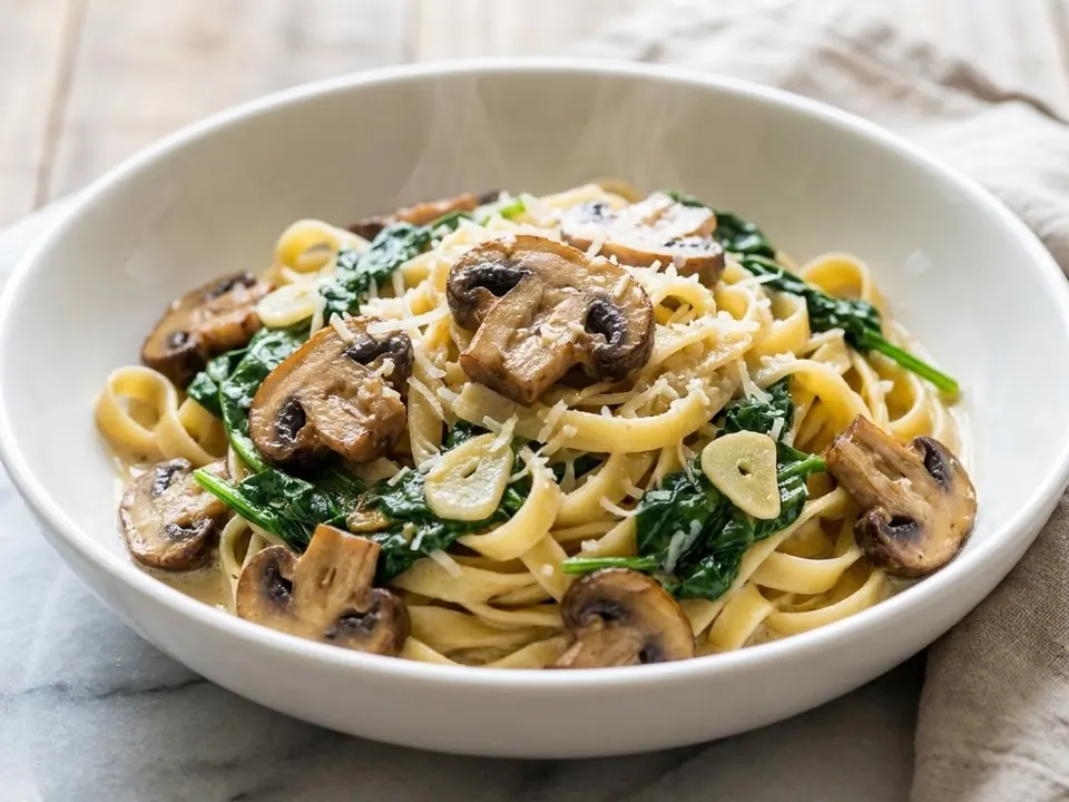 Mushroom Spinach Cream Pasta