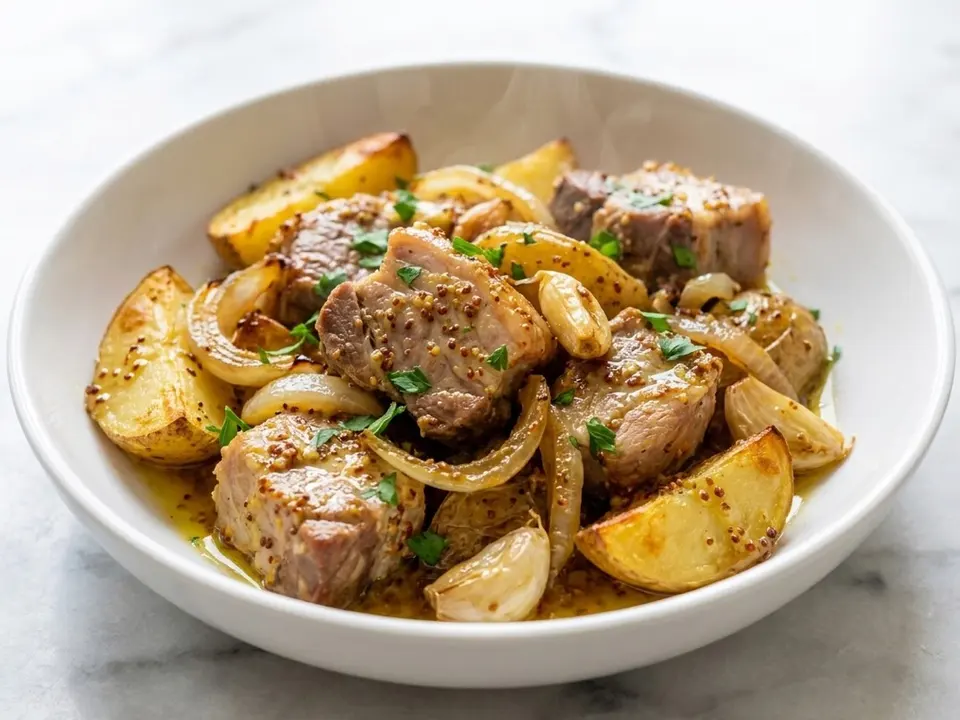 Mustard Pork Potato Bake