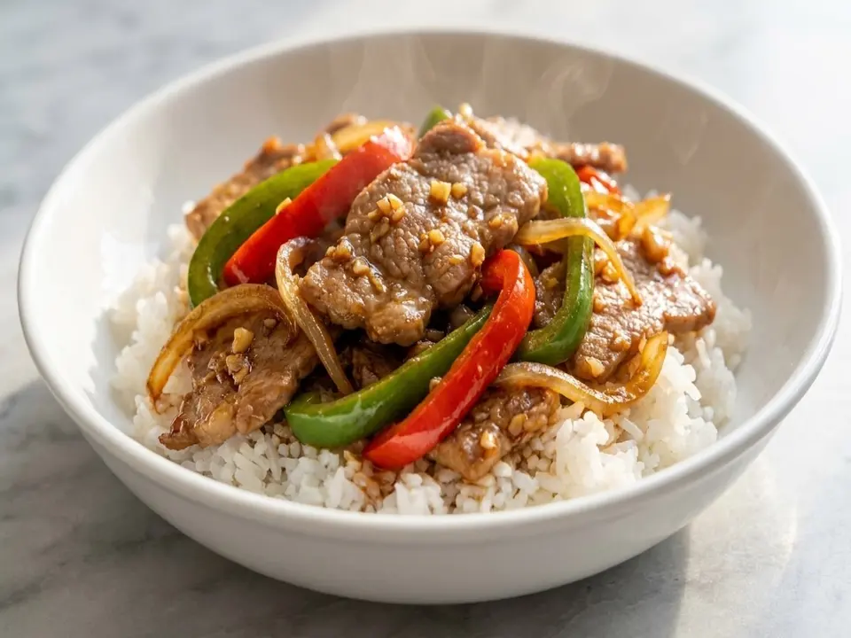 Pork Pepper Onion Rice