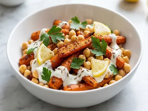 Roasted Carrot Chickpea Salad