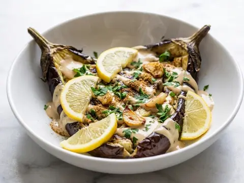 Roasted Eggplant Tahini Plate