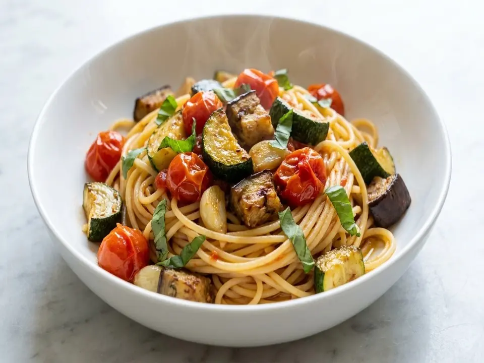 Roasted Zucchini Eggplant Pasta