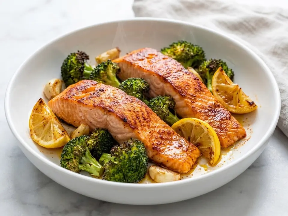 Salmon Broccoli Sheet Pan