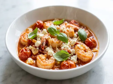 Shrimp Feta Tomato Skillet