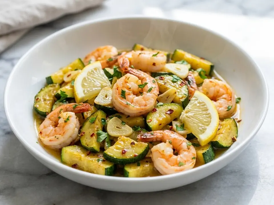 Shrimp Zucchini Garlic Skillet