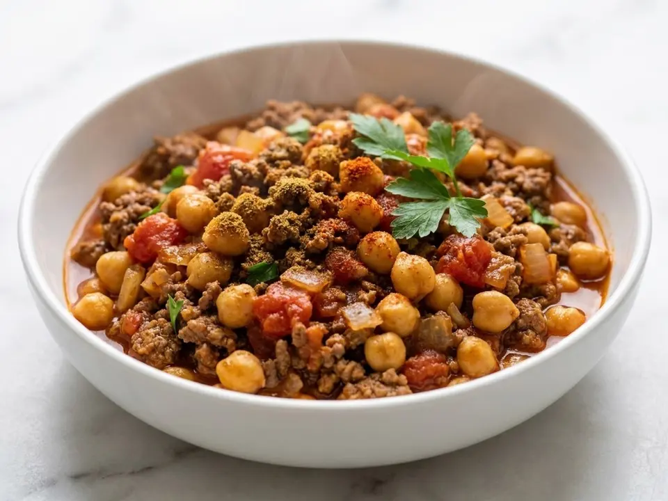 Spiced Beef Chickpea Skillet