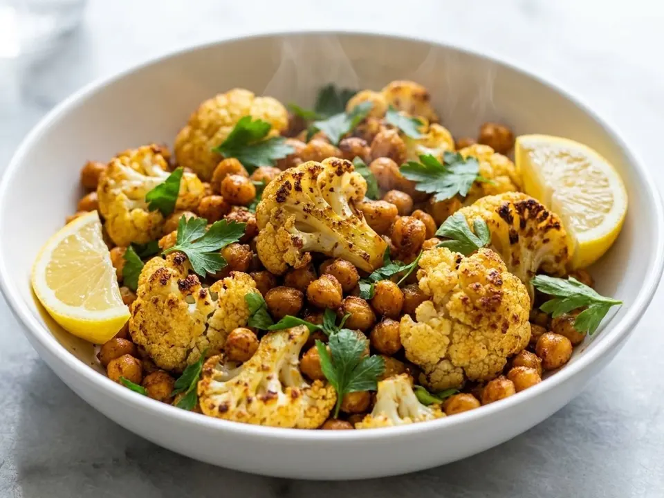 Spiced Cauliflower Chickpea Tray