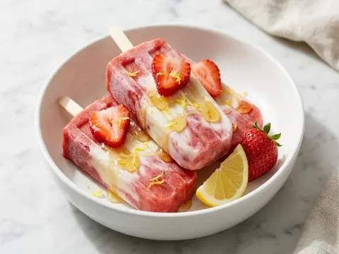 Strawberry Honey Yogurt Pops