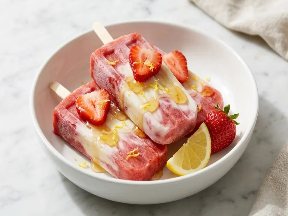 Strawberry Honey Yogurt Pops