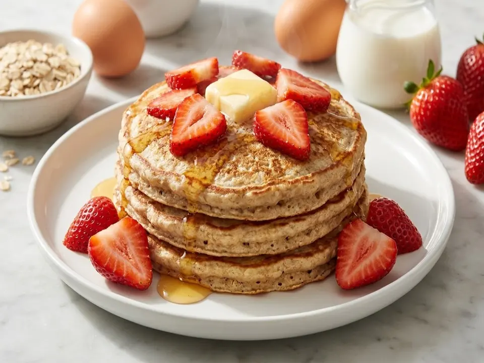 Strawberry Oat Pancakes