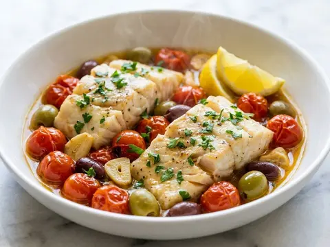 Tomato Olive Fish Skillet
