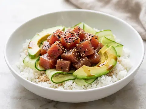 Tuna Avocado Rice Bowl