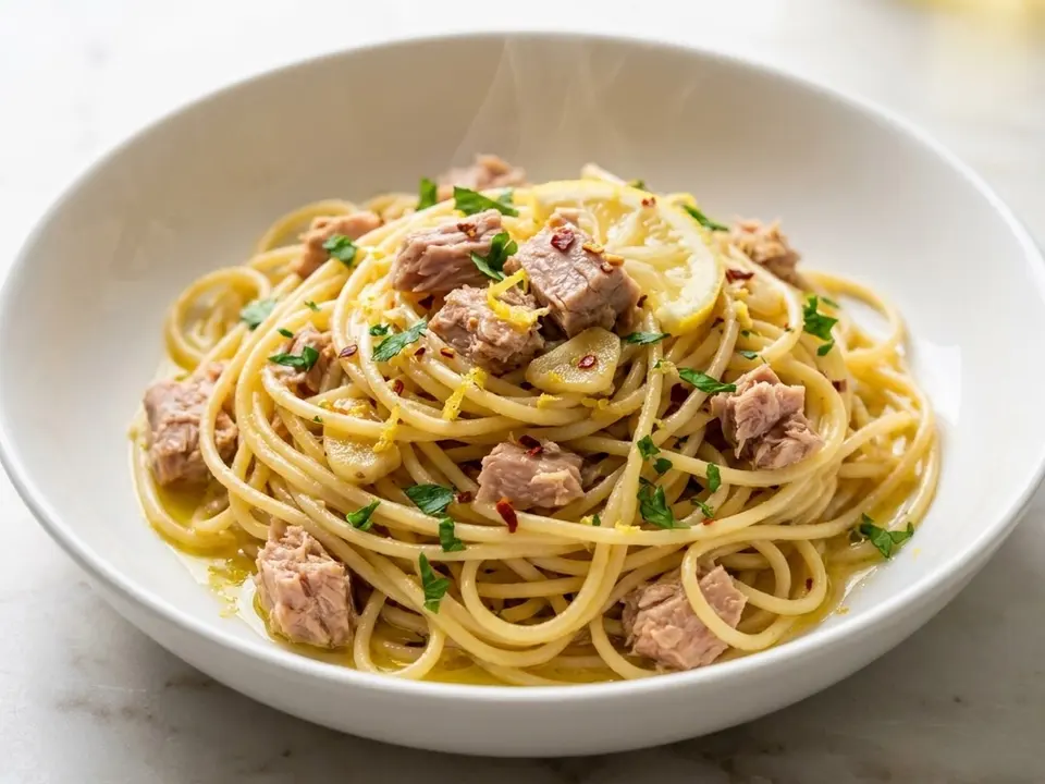 Tuna Lemon Garlic Pasta
