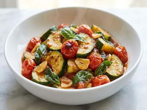 Zucchini Tomato Garlic Skillet